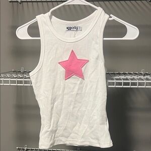 White Tank Top with Pink Star by